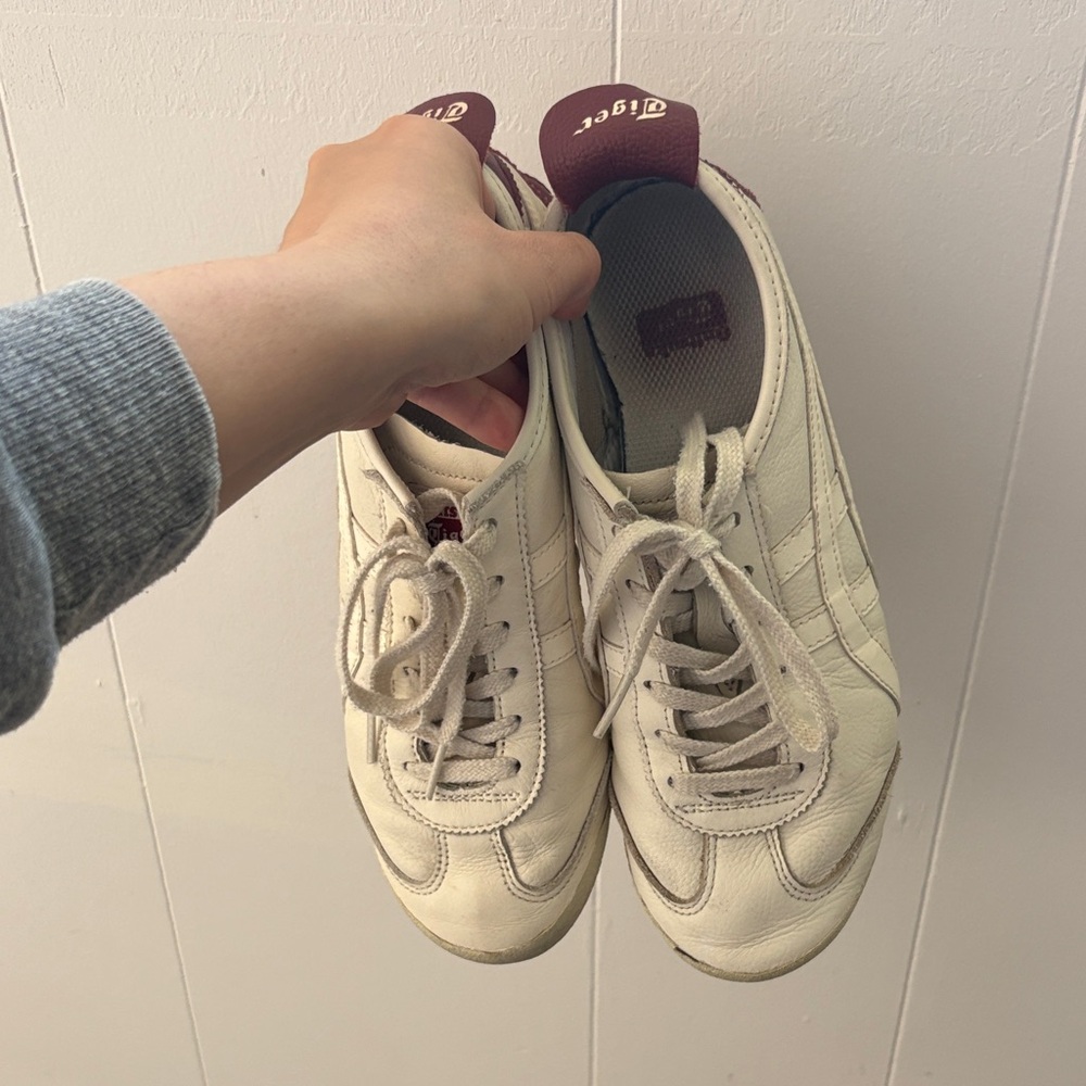 Cream and maroon Onitsuka Tiger Mexico 66 Sneakers - Picture 6 of 6